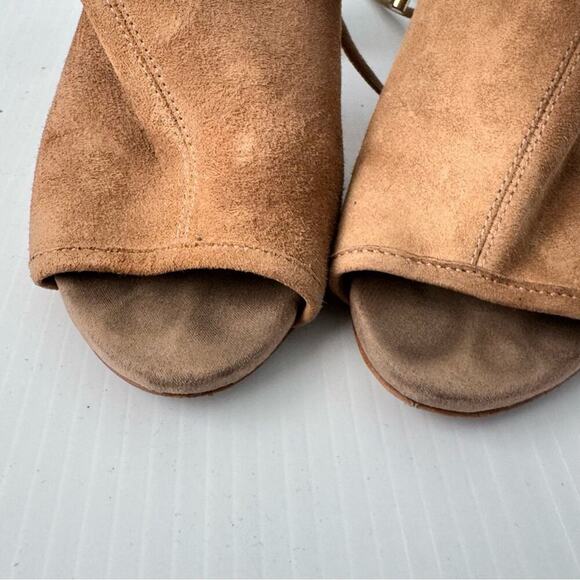 Kenneth Cole New York Delila lace up block heeled peep toe suede tan size 7.5 - Picture 12 of 13